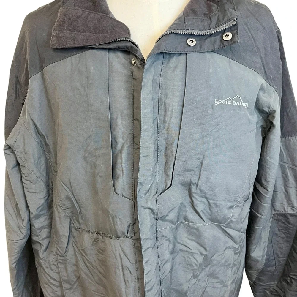 EDDIE BAUER Black Weather Edge Waterproof Breathable Jacket Hooded Size L Hiking